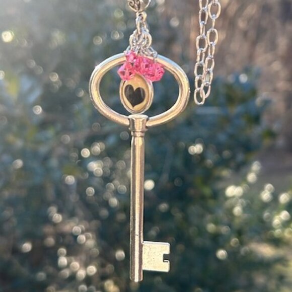 BRIGHTON MISS SOCIALITE Silver Key Charm Heart Detail NECKLACE